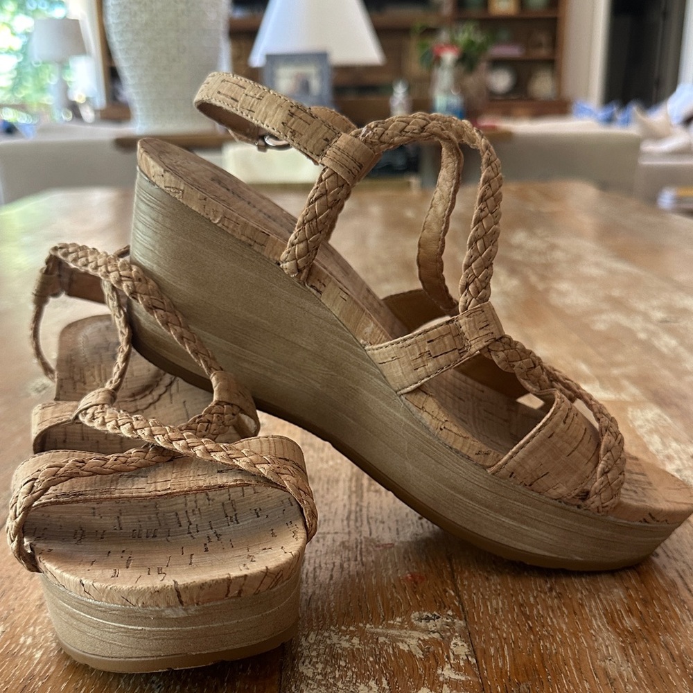 Braided Baretraps Cork Wedge Sandals